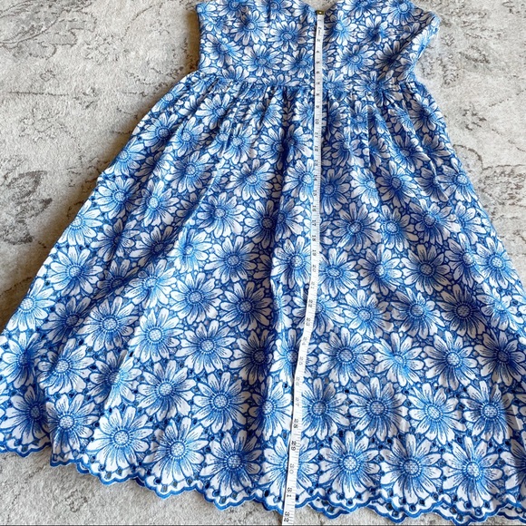 Simons CONTEMPORAINE Blue Daisy Print Cutout Embroidered Dress Size 4 - Picture 6 of 8